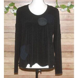 Staley Gretzinger Sz M Black Art-to-Wear Circle Patch Top Shirt Long Sleeve NWOT